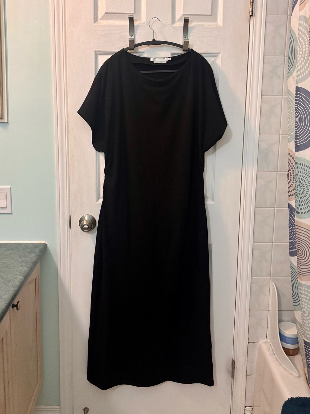 Simons Black Maxi Dress with Dolman Sleeves and Boat Neck